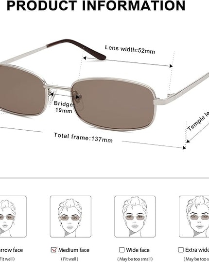 SOJOS Small Trendy Rectangle Sunglasses Womens Mens, Retro 80s 90s Y2k Chic Narrow Thin Skinny Sunnies SJ1187