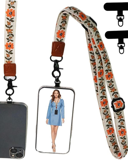 Adjustable Lanyard for Phone, Camera, Name Tags, ID card, Keychain and Wristlet Straps with 2 phone pads(Black)