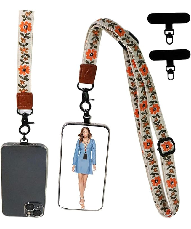 Adjustable Lanyard for Phone, Camera, Name Tags, ID card, Keychain and Wristlet Straps with 2 phone pads(Black)