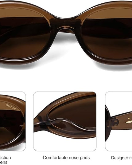 SOJOS Small Retro Oval Polarized Sunglasses for Women Men 90s Vintage UV400 Protection Tiny Sun Glasses SJ2286