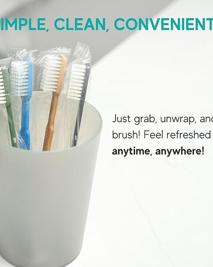 Avistar 80 Prepasted Disposable Toothbrushes Individually Wrapped - Single Use Pre Pasted Disposable Toothbrushes with Toothpaste Built in - Waterless Toothbrush for Travel, Guests, Hotel, & Camping