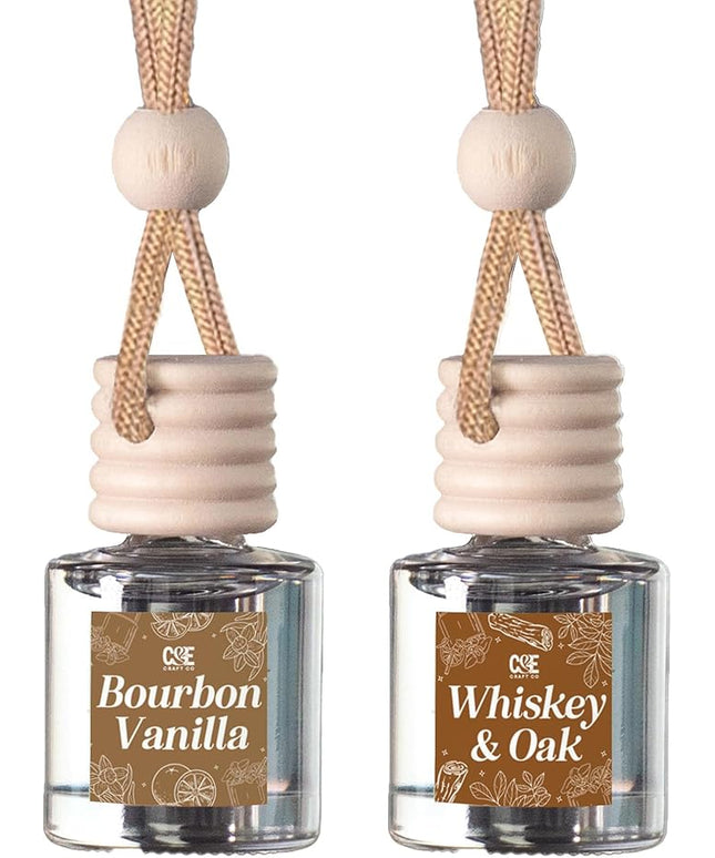 CANDECraftCo Car Air Hanging Fragrance Oil, Car Auto Freshener for Essential Oils, Scents Fragrance Aromatherapy Automobile Diffuser, Long Lasting (Bourbon Vanilla + Whiskey Oak)