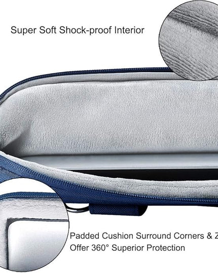 Voova Laptop Bag 17 17.3 Inch, 360° Protective Laptop Case Sleeve with Shoulder Strap Compatible with 17-18 Inch Lenovo Asus Acer Dell Hp, Waterproof Computer Bag Slim Briefcase for Men Women, Blue