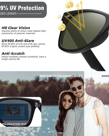 MEETSUN Polarized Sunglasses for Women Men Classic Retro Square Frame Driving Sun Glasses UV Protection
