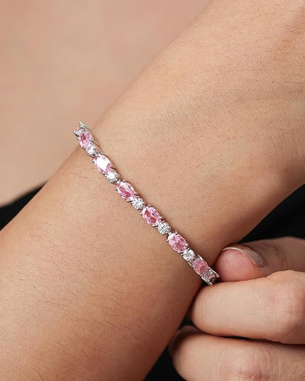 FANCIME Birthstone Tennis Bracelets Sterling Silver Bolo Tennis Bracelets Charm Fine Jewelry Birthday Gifts for Women Mom Wife Her