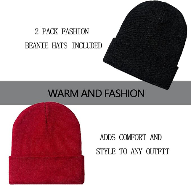 ZOORON 1&2 Pack Beanie for Men Women Slouchy Beanie Hats Winter Knit Caps Soft Ski Hat Unisex
