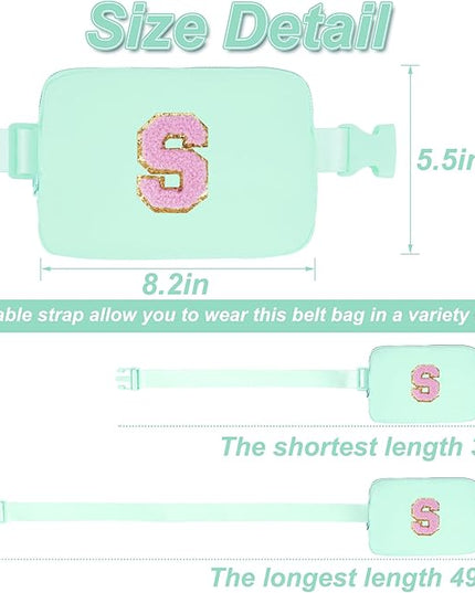 Uygafly Belt Bag Fanny Pack Crossbody Bags with Initials Letter Patch Cute Stuff Birthday Gifts for Teenager Girls Trendy Stuff for Teens | Light Green,S