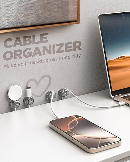 12Pack Cable Clips - Chfeila Latest Dual Spring Cord Organizer with Clasp Lock, [Max Stability] Desk Cable Management, Adhesive Phone Charging Wire Holder for Nightstand/Car/Wall, Office Accessory