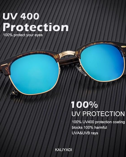 KALIYADI Polarized Sunglasses for Men and Women Semi-Rimless Frame Driving Sun glasses UV Blocking