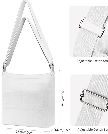 Women's blank large Size Canvas Crossbody Tote Handbags Shoulder Bag