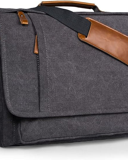ESTARER Computer Messenger bag Water-resistant Canvas Shoulder Bag 15.6 Inch Laptop for Travel Work, Grey
