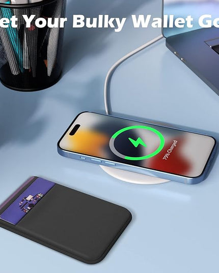 imluckies Magnetic Wallet for iPhone Magsafe, Double Stretchy Fabric Pocket Wallet, Magnet Credit ID Card Wallet Holder for iPhone 17 Pro Max / 17 Pro / 17/16 / 15/14 / 13/12 Series, Black