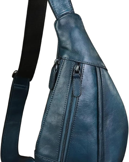 LRTO Genuine Leather Sling Bag for Men and Women Vintage Real Leather Crossbody Chest Bags Backpack Purse for Travel Hiking