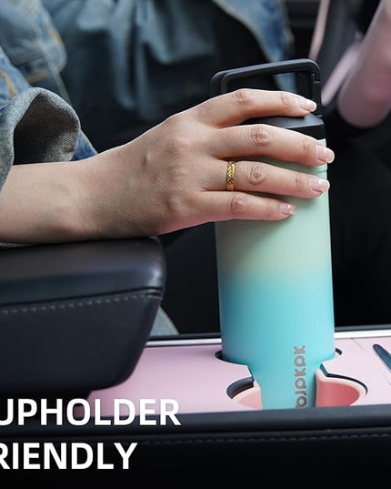 BJPKPK Insulated Water Bottle with 2 Lids,20 oz Double Wall Stainless Steel Vacuum Tumbler Travel Coffee Mug,Wide Mouth Thermal Cup,Lavender Green
