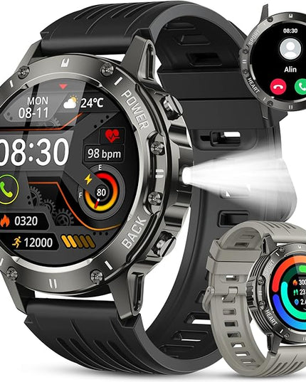 Smart Watch for Men Fitness Tracker: Bluetooth Waterproof Make Answer Call Digital Mens Watches Running Smartwatch for Android Phones iPhone Samsung Compatible Step Pedometer Sleep Heart Rate Monitor