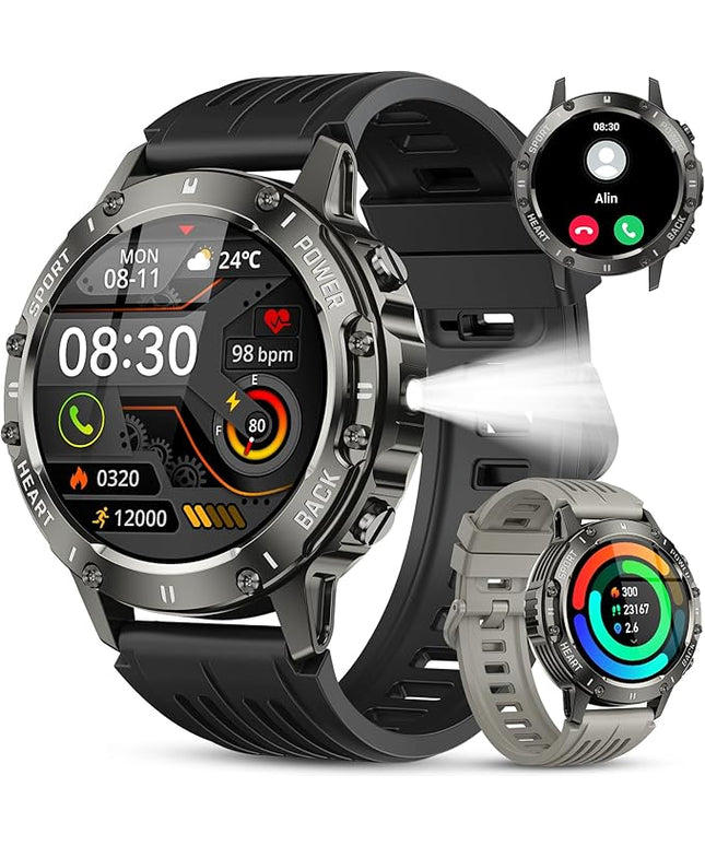 Smart Watch for Men Fitness Tracker: Bluetooth Waterproof Make Answer Call Digital Mens Watches Running Smartwatch for Android Phones iPhone Samsung Compatible Step Pedometer Sleep Heart Rate Monitor