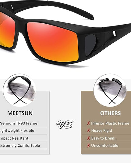 MEETSUN Fit Over Glasses Sunglasses for Men Women,Wrap Around Sunglasses Polarized UV400 Protection