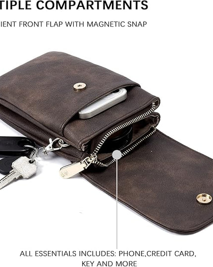 BOSTANTEN Vegan Leather Small Crossbody Bags for Women Designer Cell Phone Bag Wallet Purses Adjustable Strap