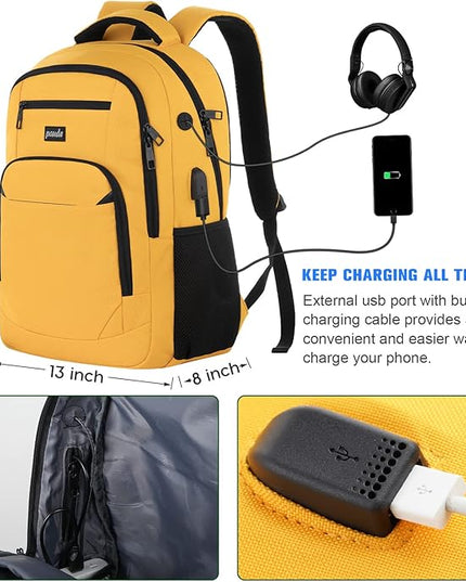 Paude Backpack for School, Laptop, Teens 15.6 Inch College Backpack for University, Business, Work, Travel - Orange