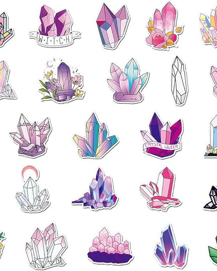 Unique Crystal Vinyl Stickers, 50 PCS Waterproof Gemstone Decals for Laptops, Scrapbooking, Notebooks, Water Bottles, Suitcases, Phones & DIY Decor