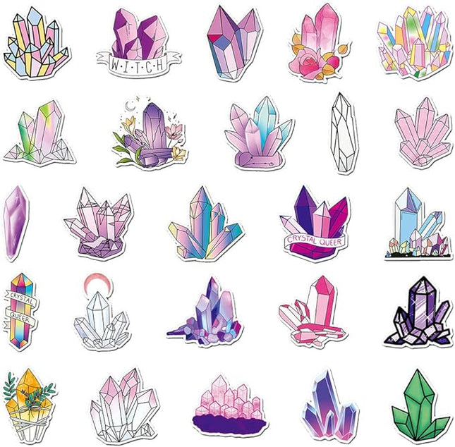 Unique Crystal Vinyl Stickers, 50 PCS Waterproof Gemstone Decals for Laptops, Scrapbooking, Notebooks, Water Bottles, Suitcases, Phones & DIY Decor