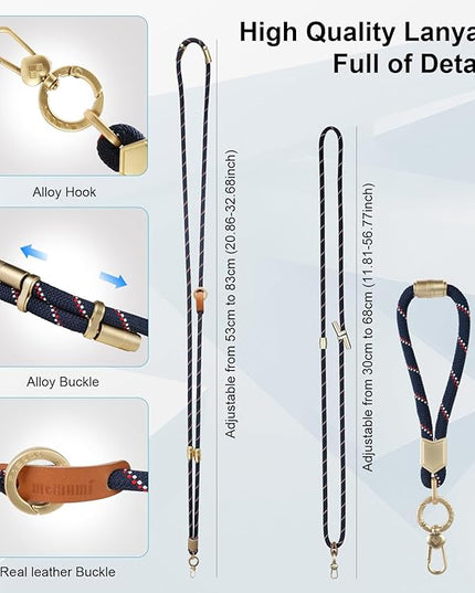 memumi 3-in-1 360° Rotating Adjustable Phone Lanyard Crossbody, Anti-Theft Neck & Wrist Strap for iPhone 17Pro max/All Phones