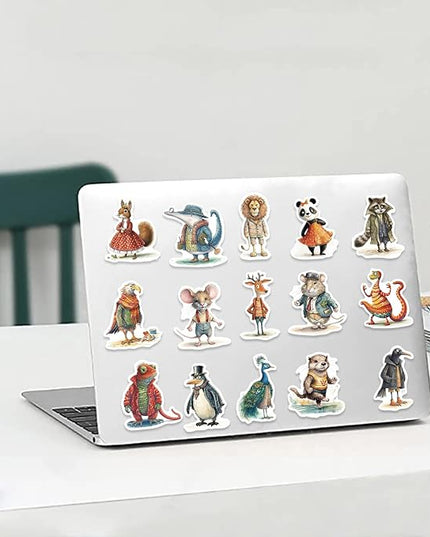 150PCS Anthropomorphic Forest Animal Stickers – Vinyl Waterproof Decals Featuring Koalas, Raccoons, Rabbits in Seasonal Vintage Outfits – Aesthetic for Journals, Bottles & Crafts – Teens, Adults