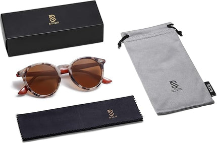 SOJOS Retro Round Polarized Sunglasses for Women Men Classic Vintage Sunnies SJ2069