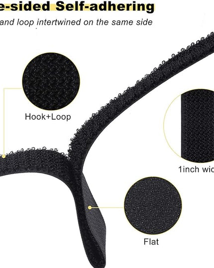 1"x32ft Hook and Loop Straps with 50 Metal Buckles, Adjustable Fastening Cable Straps, Cut-to-Length Cinch Strap, Reusable Nylon Securing Cord Ties for Organizer or Storage, 1 inch Wide, Black