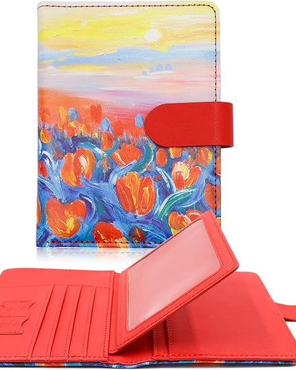 Melsbrinna RFID Passport Holder for Travel, Unisex Adults, Red, PU Leather, RFID Blocking, Passport Cover
