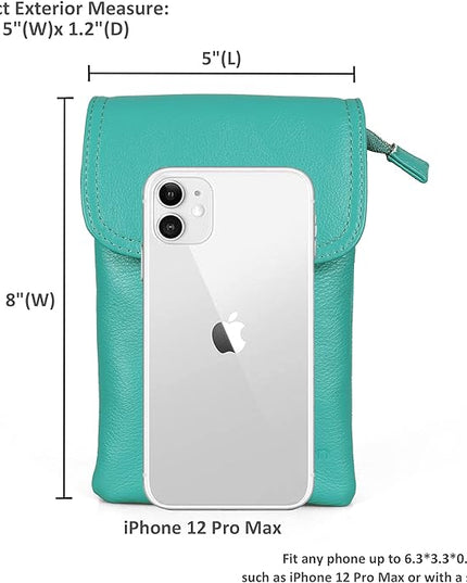 befen Genuine Leather Small Crossbody Bags for Women Cell Phone Bag Cross Body Purses,Silver Zipper