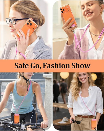 Dadanism Universal Phone Lanyard, Adjustable Cell Phone Lanyard*1, Wrist Strap*1, Tether Tabs*2, Crossbody/Neck/Wrist Strap for for iPhone & Most Smartphones, Pink