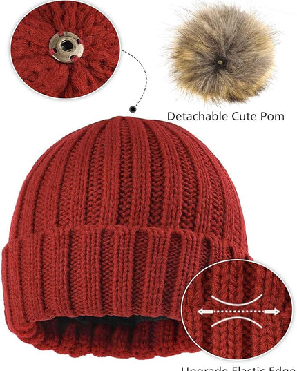 Zylioo Plus Size Fleece Lined Beanie Hat,2XL/XL/L/M/S Thermal Knitted Hat,Winter Warm Lined Snow Hats for Women Men