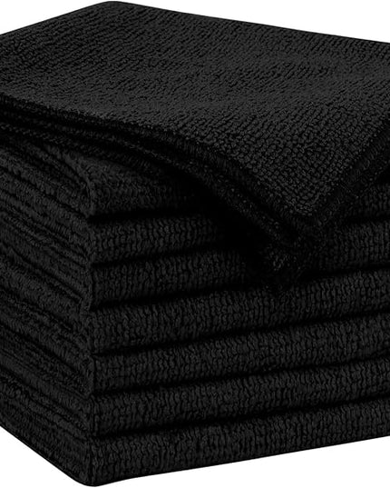 AIDEA Microfiber Cleaning Cloth Black 8PK, Microfiber Towels for Cars, Premium Car Cloths, Dusting Cloth Lint Free Cleaning Rags for SUVs, House, Kitchen, Window, Workshops,11.5×11.5"