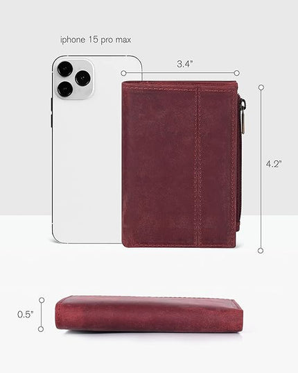 Oak Leathers Wallet For Women Full Grain Leather - Small RFID Coin Purse Credit Card & ID Holder for Ladies,Bifold Wallets for Teenager | Small, RFID, Coin Purse, for Ladies, for Teenager
