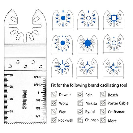 100pcs Oscillating Saw Blades Universal Wood Multitool Blades Quick Release Oscillating Tool Blades Kits Fit Porter Cable Black & Decker Rockwell Ridgid Ryobi Milwaukee Chicago Craftsman