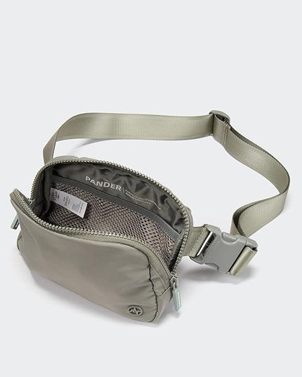 Pander Two Way Zipper Fanny Pack Nylon Everywhere Belt Bag for Women, Water Repellent Waist Packs, Crossbody Bags with Adjustable Strap (Grey Sage).