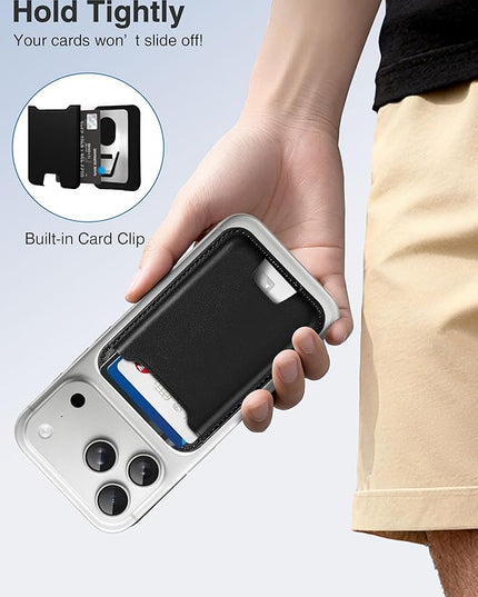 TopMade for Magsafe Wallet, Strongest Magnetic Card Holder for iPhone 17/17 Pro, iPhone 16/15/14/13/12 Series, Leather Magnetic Phone Wallet with Powerful Magnet, RFID Blocking, Fit 4 Cards, Black