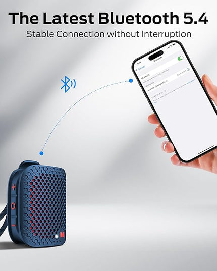 Monster Blaster Micro Wearable Bluetooth Speaker, Clip-On Wireless Small Portable Speaker with Built-in Mic (Non-Magnetic), IPX7 Waterproof, TWS, Hands-Free Music/Calls for Work/Cycling/Running, Blue