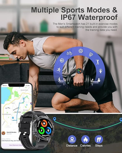 SUNKTA Military Smartwatches for Men,120 Sports Modes Smart Watches with Bluetooth Call (Answer/Dial Calls), 5ATM Waterproof Rugged Tactical Fitness Tracker 1.39''HD Smart Watch for iPhone Android