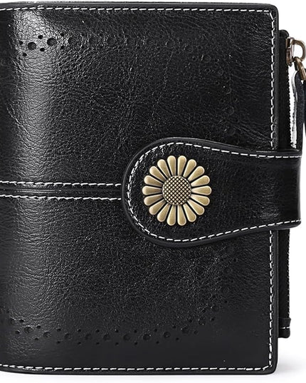 SENDEFN Small Womens Wallet Leather Bifold Card Holder RFID Blocking with Zipper Coin Pocket