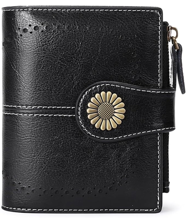 SENDEFN Small Womens Wallet Leather Bifold Card Holder RFID Blocking with Zipper Coin Pocket