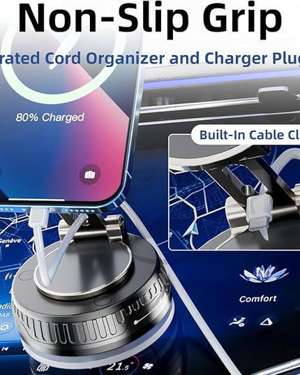 2026 Upgraded Magnetic Car Phone Mount for MagSafe: 360° Rotatable Adjustable Holder with 180+LBS Strong Suction Cup & 3800gf Magnet, Compatible with iPhone 17/16/15 Series & Android Devices