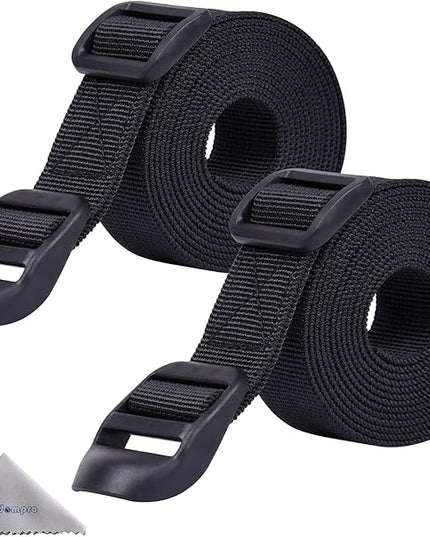 Wisdompro Sleeping Bag Strap, 2 Pack of Heavy Duty Utility Straps for Backpacking, Sleeping Bag Compression, Luggage, Camping, Hiking with Plastic Buckle - 68 inch, Black