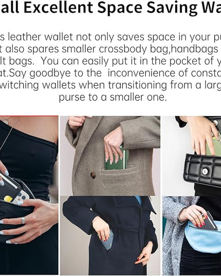 ilovever Slim Wallet for Women Small Leather RFID Blocking Credit Card Holder Minimalist Wallet with Coin Purses & Pouches,S Light Green