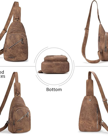 FALAN MULE Crossbody Bags for Women Trendy Leather Sling Chest Bag Fanny Packs for Women
