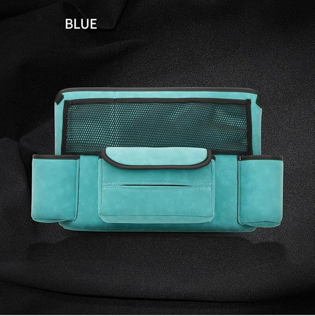 JEYODA Car Handbag Holder Between Seats Suede Large Capacity Car Purse Holder Automotive Consoles & Organizers for Document Phone Storage Car Accessories Interior (1925-style 2 blue)