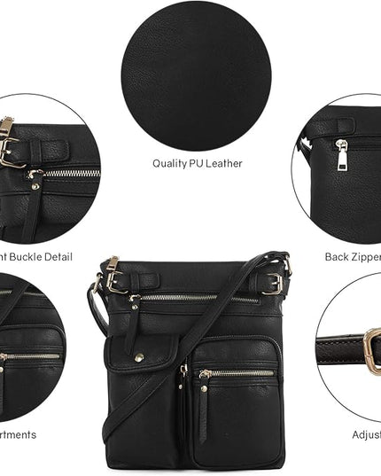 SG SUGU Katie Lightweight Medium Crossbody Bag Shoulder Bag with Multi Pocket for Women