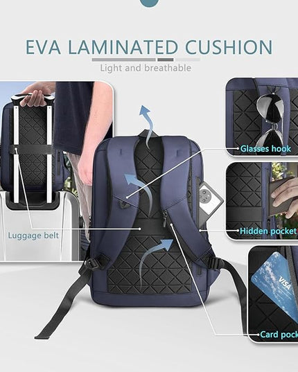 hk Laptop Backpack for Men with USB Charging Port for Business Work College Travel (Blue, 17.3 inch)
