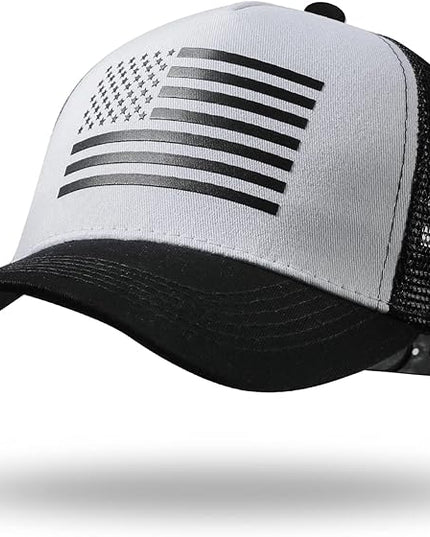 American Flag Trucker Hat - Snapback Hat, Baseball Cap for Men Women - Breathable Mesh Side, Adjustable Fit - for Casual Wear